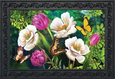 Felpudo de primavera Briarwood Lane mariposas y amapolas Foto 1 de 4