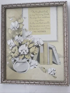 Vintage " Meine Mutter " gerahmter Gedichtdruck gerahmt Blumen & Bücher - Bild 1 von 6