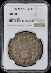 1816B BRAZIL 960R NGC AU58 - Picture 1 of 2