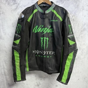 Kawasaki Ninja Monster Energy Leather Biker Jacket Padded Race Track - Bild 1 von 15