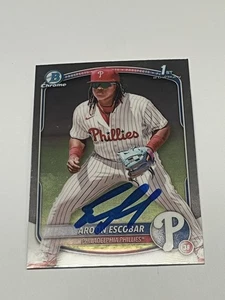 2025 Bowman Chrome Prospects Aroon Escobar Chrome Auto 1st Phillies GTP Full Sig - Picture 1 of 2