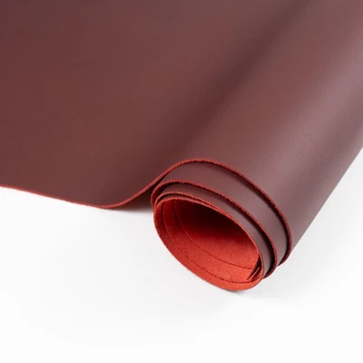 Burgundy/Red Italian Leather Hides 4.5-5 oz Top Grain Cowhide Full Sides - Image 1 of 4