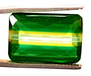 27.60 Cts. Natural Brazilian Bi-Color Tourmaline Emerald Cut Certified Gemstone - Picture 1 of 4