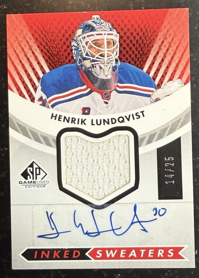 2012-13 Upper Deck Sp Game Used Henrik Lundqvist Inked Sweaters Auto Jersey /25 - Image 1 of 3