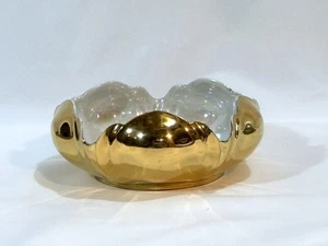 RS Tillowitz Silesia Gold Gilt Bowl Iridescent Interior 7" Trinket Candy Nut - Picture 1 of 4