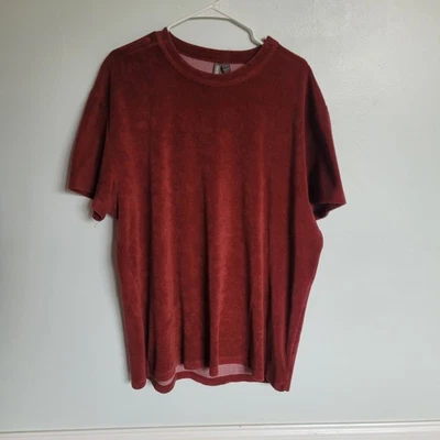 Camiseta de cuello redondo de tela de rizo borgoña talla 2XL informal ropa de calle cómoda de ASOS para hombre Foto 1 de 4