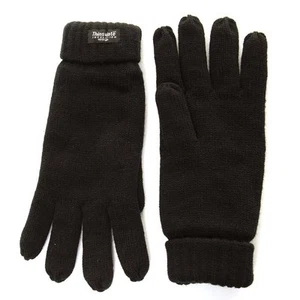 Mens Thinsulate Knitted Gloves Black One Size - Picture 1 of 1
