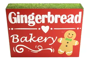 3D Gingerbread Baking Holiday Christmas Wood Wall Sign Picture 8"x6" & Sparkles - Picture 1 of 7