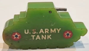 Vintage 1940s WWII U.S. ARMY TANK Shaped Bakelite Figural PENCIL SHARPENER - Picture 1 of 8