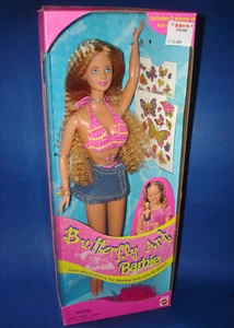 SCHMETTERLING ART BARBIE Puppe #20359 Mattel China 1998 unbenutzt! Tattoos! - Bild 1 von 5