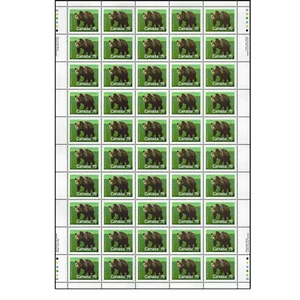 1989 Canada Stamp Full Pane of 50 #1178 Grizzly Bear(1989) 76¢ - Picture 1 of 1