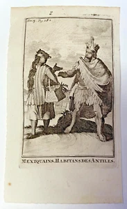 MEXICO & CARIBBEAN PEOPLE 1733 ANTIQUE ENGRAVED VIEW 18TH CENTURY - Picture 1 of 2