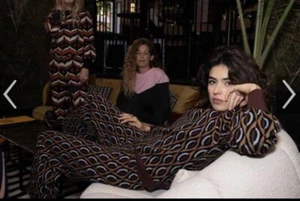 Biliblond Bili Jones Strick Anzug Hose Tops Gr. XS Geometrisch Braun AUSVERKAUFT - Bild 1 von 11