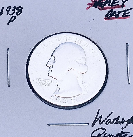 1938-P  PHILADELPHIA  MINT  KEY DATE!  U.S. WASHINGTON QUARTER Cover