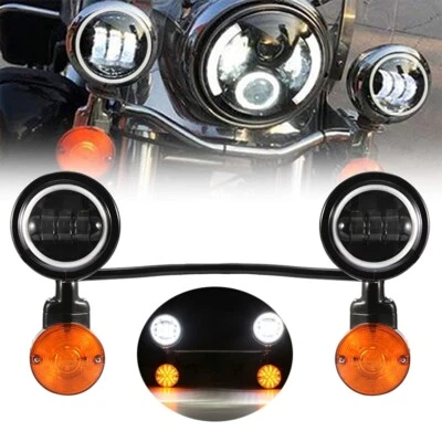 LED Passing Fog Turn Signal Light Bar Black For Harley Sportster XL 883 XL 1200 - Изображение 1 из 4