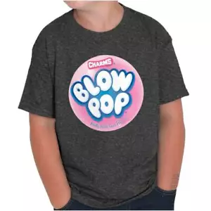 Retro Charms Blow Pop Lollipop Candy Logo Youth Crewneck T Shirts Boy or Girl - Picture 1 of 7