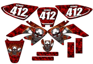 2004-2013 CRF 70 FLAMING GEARHEAD Red Senge Graphics Kit Compatible with Honda - Picture 1 of 10