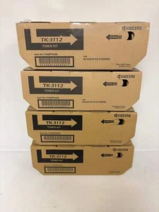 4 Genuine Kyocera Ecosys FS-4100DN Black Toner Cartridges TK-3112 , 1T02MT0US0 - Picture 1 of 6