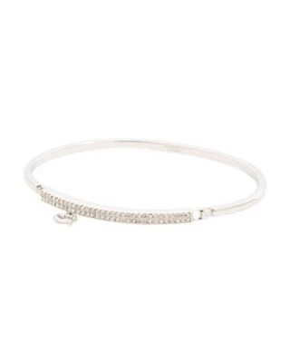 Coach Signature Silver-Tone Pave C Bar Hinged Bangle Bracelet Zirconia Accents - Image 1 of 4