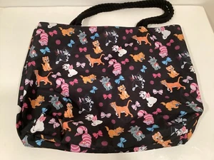 Cheshire Aristocat Figaro Cats Tote Bag Travel Beach Carry-on Print Black Disney - Picture 1 of 9
