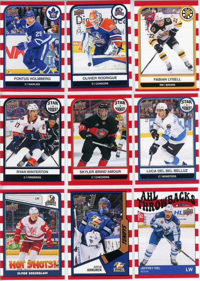 U PICK LOT 2023-24 23-24 Upper Deck UD AHL RED STRIPES RC Inserts card set - Image 1 of 1