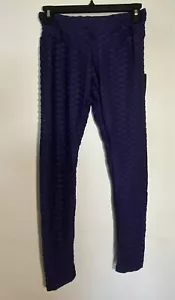 Women’s Textured Blue Love University Leggings Size Medium - Picture 1 of 2