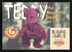 TY Beanie Babys Sammelkarte 4056 Teddy Magenta Bär altes Gesicht Serie II 1999 - Bild 1 von 2