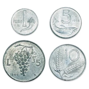 Lot of 4 Italy Aluminum Coins - 1949, 1952, 1954 & 1955 - Combined Ship - Picture 1 of 2