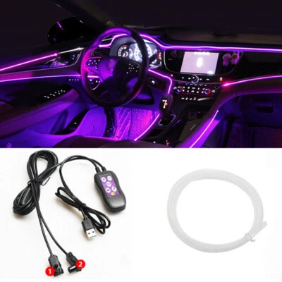 RGB Car Interior Ambient Lamp Optical Fiber Atmosphere Light Strips Decorative - Image 1 of 4