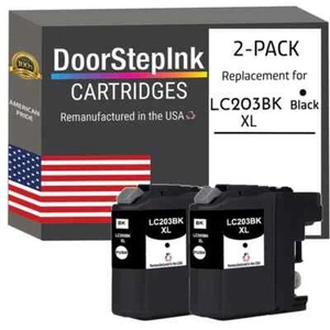 Cartuchos de tinta compatibles DoorStepInk para Brother LC203 negro 2 PK-USA - Imagen 1 de 5
