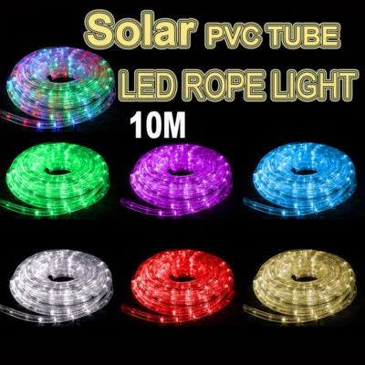 Solar 10M LED Rope Lights PVC Hard Tube Party Christmas Light Wedding LED Xmas - image 1 of 4