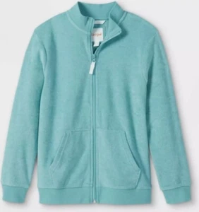 New! Cat & Jack Aqua Green Loop Terry Full Zip Sweatshirt Jacket, Sz XXL (18) - Picture 1 of 5