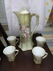 Vintage Reproduction Hand Painted Nippon Chocolate / Tea Pot Set, 4 Cups