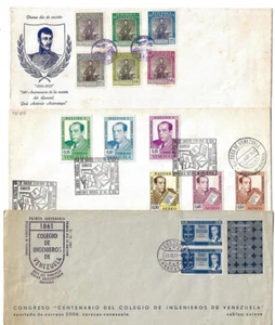 Venezuela: 1961; 3 cover FDC, of personalities president-patriot-ingenier EBV236 - Picture 1 of 2