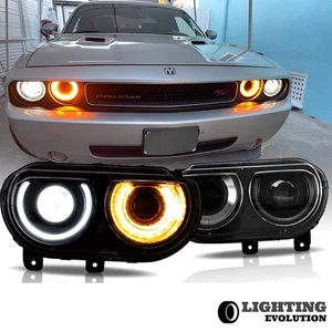 Headlights For 2008-2014 Dodge Challenger LED Projector DRL Sequential Blinker - Picture 1 of 19