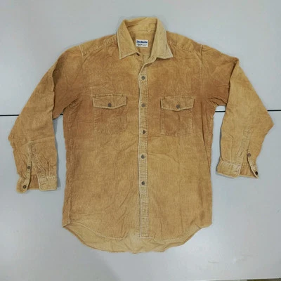 Sky master Corduroy Shirt 21.5x31 Button Up Long Sleeve Yellow Brown Size L - Image 1 of 4