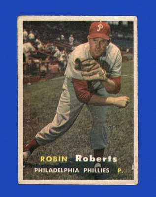1957 Topps Set-Break # 15 Robin Roberts LOW GRADE (crease) *GMCARDS* - Image 1 of 2