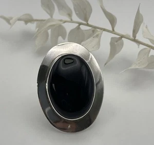 Ben J Chavez Sterling Silver Black Stone Ring Sz 6 Adjustable - Picture 1 of 14