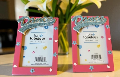 批量 2 张相框 "舞蹈" 带星星 粉色 - 3.5" x 5 全新 — 第 1/2 张图片