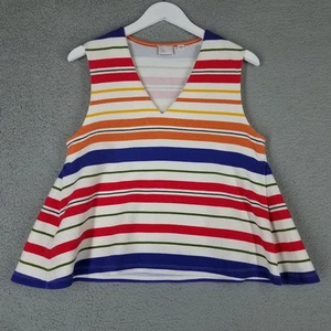 Anthropologie Postmark Tank Top Women's Large Striped Rainbow Babydoll Casual - Picture 1 of 10