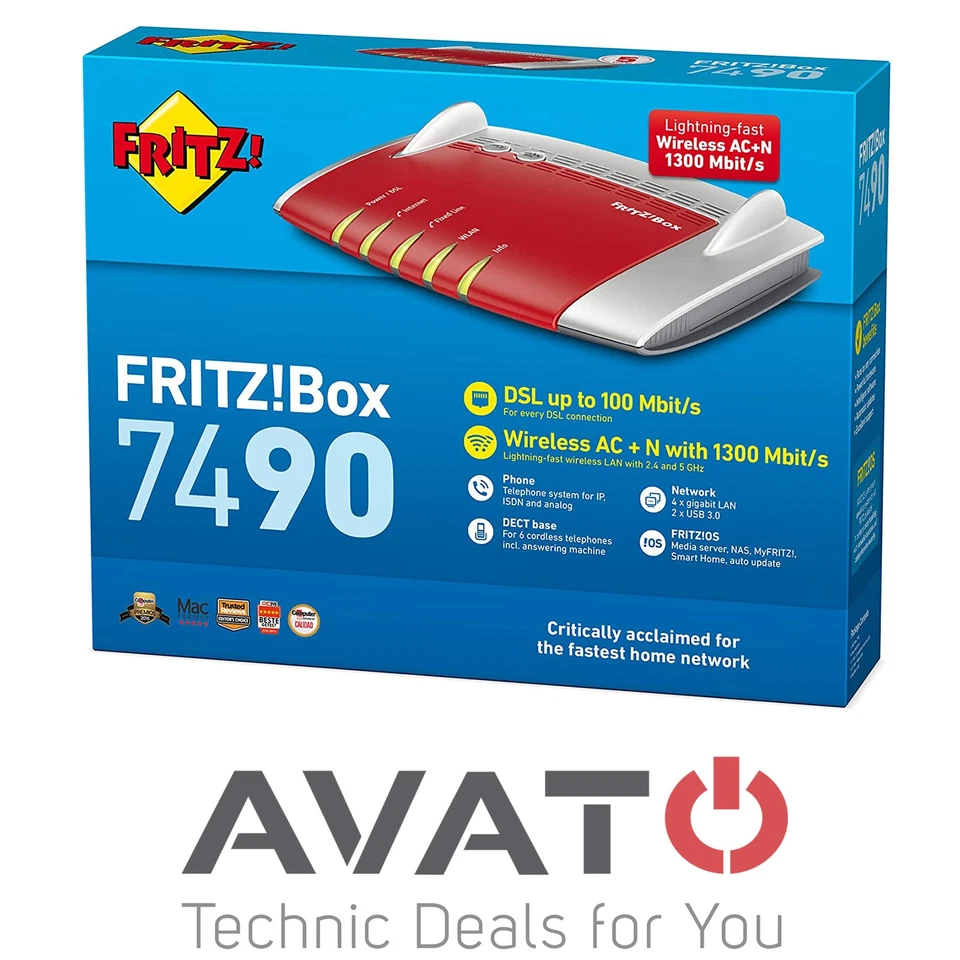AVM FRITZBox 7490 International MESH WLAN Router VDSL DSL Modem ISDN Gigabit  - Bild 1 von 3