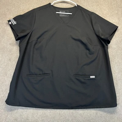 Blusa Médica FIGS Casma Tres Bolsillos Para Mujer 3XL Negra Aya Healthcare Logo Foto 1 de 4