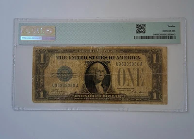 1928A $1 SILVER CERTIFICATE Note PMG 12 rare inverted back error - Image 1 of 4