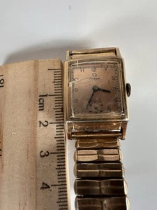 Vintage Omega Tank Watch Rare Gold Not Running / For Parts Or Jewelry - Picture 1 of 11