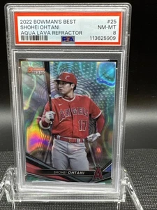 Shohei Ohtani 2022 Bowman's Best 25 Aqua Lava rifrattore 33/199 PSA 8 - Foto 1 di 2