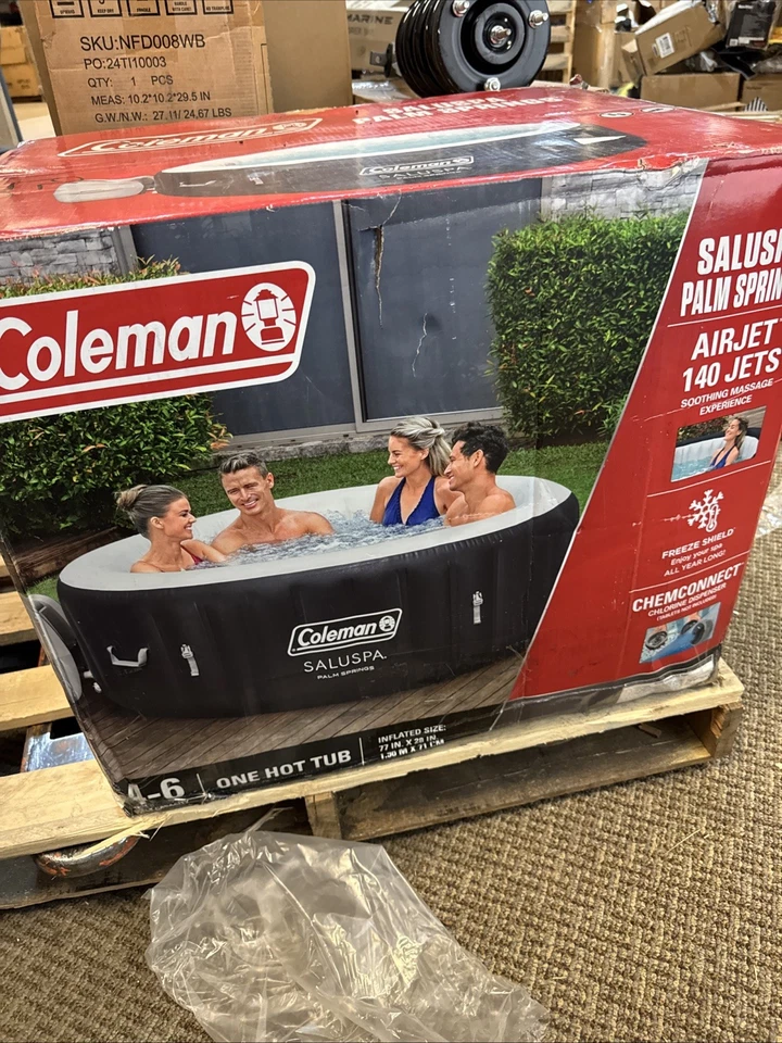 Coleman Miami AirJet Round Inflatable Hot Tub with EnergySense Cover, Black - Image 1 of 2