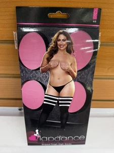 Lapdance Striped Dance Night Stripper Black High Thigh Sexy 16-20 Socks $29.99 - Picture 1 of 3