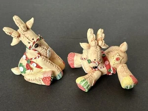 ENESCO CUTE AS A BUTTON  FIGURINE SET OF 2 REINDEER Designed By Mary Rhyner   #A - Picture 1 of 8