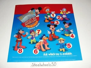 McDonalds Walt Disney World Epcot Adventure Promotional Sign 1994 Mickey Mouse - Picture 1 of 3