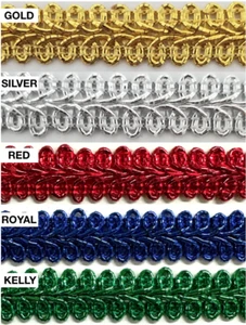 1/2" Metallic French Chinese Braid Gimp Trim - 10 Continuous Yards - MADE IN USA - Picture 1 of 11